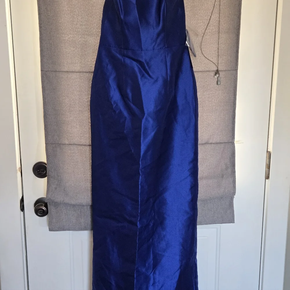 Alfred Sung Strapless Satin Twill Column Dress w/Removable Train Sz 2 Imperfect - Picture 6 of 16